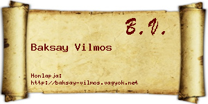 Baksay Vilmos névjegykártya